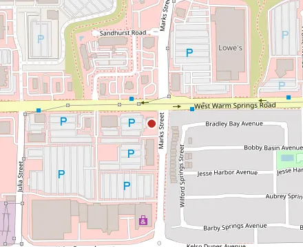 Map showing The Burger Den